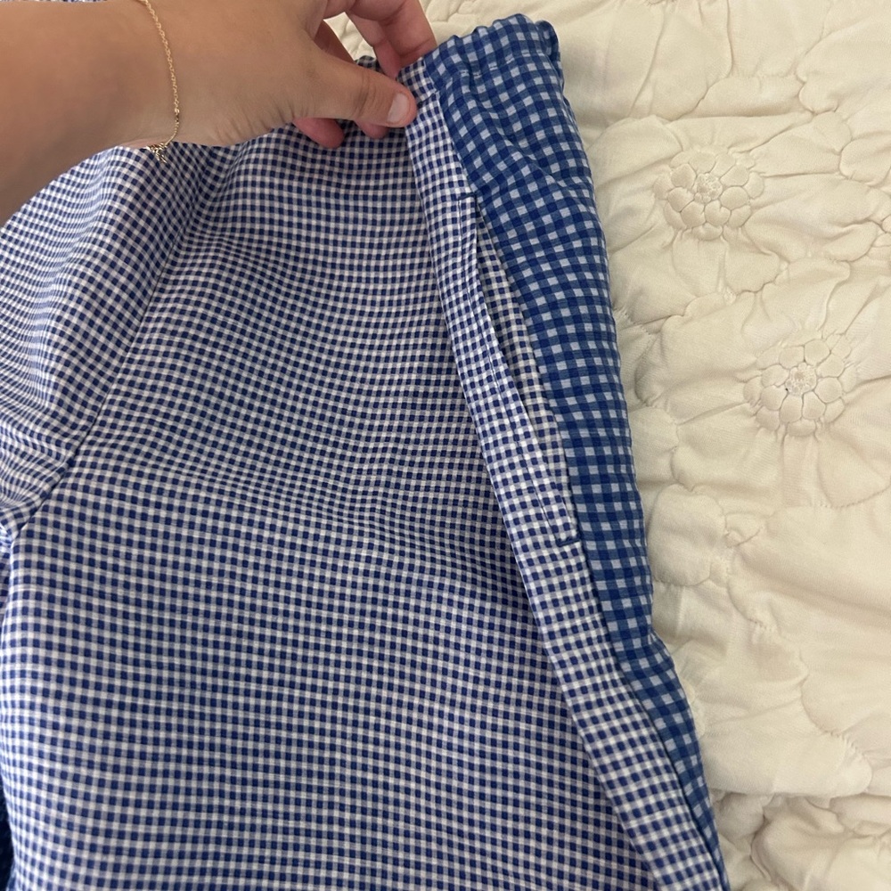 J.Crew white/blue gingham pants with pockets - Picture 3 of 5